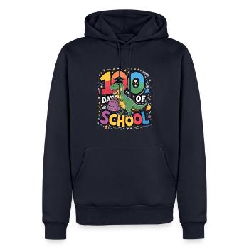100e jour d’école 100 jour d’école des enfants - Sweat à capuche Premium bio Homme - bleu marine - Devant - Nico (187cm)