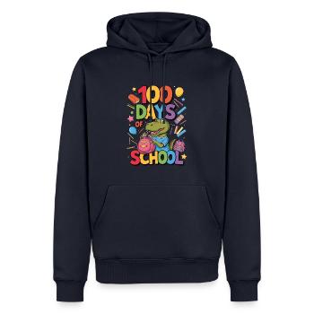 100e jour d’école 100 jour d’école des enfants - Sweat à capuche Premium bio Homme - bleu marine - Devant - Nico (187cm)