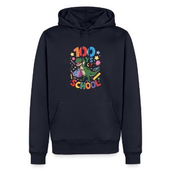 100e jour d’école 100 jour d’école des enfants - Sweat à capuche Premium bio Homme - bleu marine - Devant - Nico (187cm)