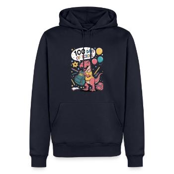 100e jour d’école 100 jour d’école des enfants - Sweat à capuche Premium bio Homme - bleu marine - Devant - Nico (187cm)