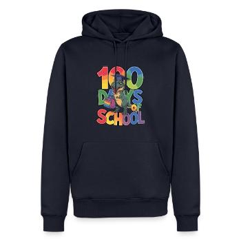 100e jour d’école 100 jour d’école des enfants - Sweat à capuche Premium bio Homme - bleu marine - Devant - Nico (187cm)
