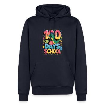 100e jour d’école 100 jour d’école des enfants - Sweat à capuche Premium bio Homme - bleu marine - Devant - Nico (187cm)