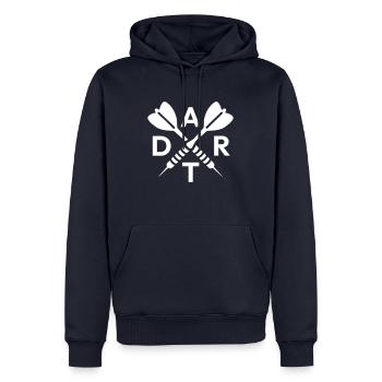 Dart emblem with crossed darts - Men’s Premium Organic Hoodie - navy - Front - Nico (187cm)