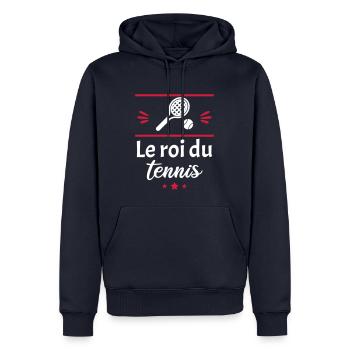 le roi du tennis, tennisman - Sweat à capuche Premium bio Homme - bleu marine - Devant - Nico (187cm)
