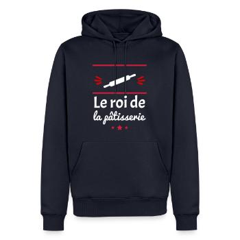 le roi de la patisserie - Sweat à capuche Premium bio Homme - bleu marine - Devant - Nico (187cm)