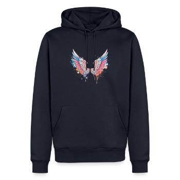angelwings,engelsflügel,graffiti,malerei,bunt - Männer Premium Bio Hoodie - Navy - Vorne - Nico (187cm)