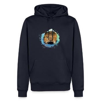 leopard, cat, wildcat, graffiti, painting - Men’s Premium Organic Hoodie - navy - Front - Nico (187cm)
