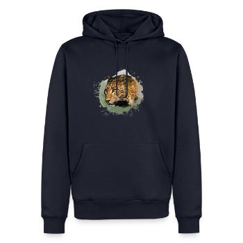 leopard, cat, wildcat, graffiti, painting, green - Men’s Premium Organic Hoodie - navy - Front - Nico (187cm)