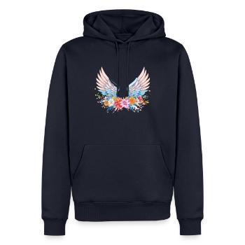 angelwings,engelsflügel,graffiti,bunt,blumen - Männer Premium Bio Hoodie - Navy - Vorne - Nico (187cm)