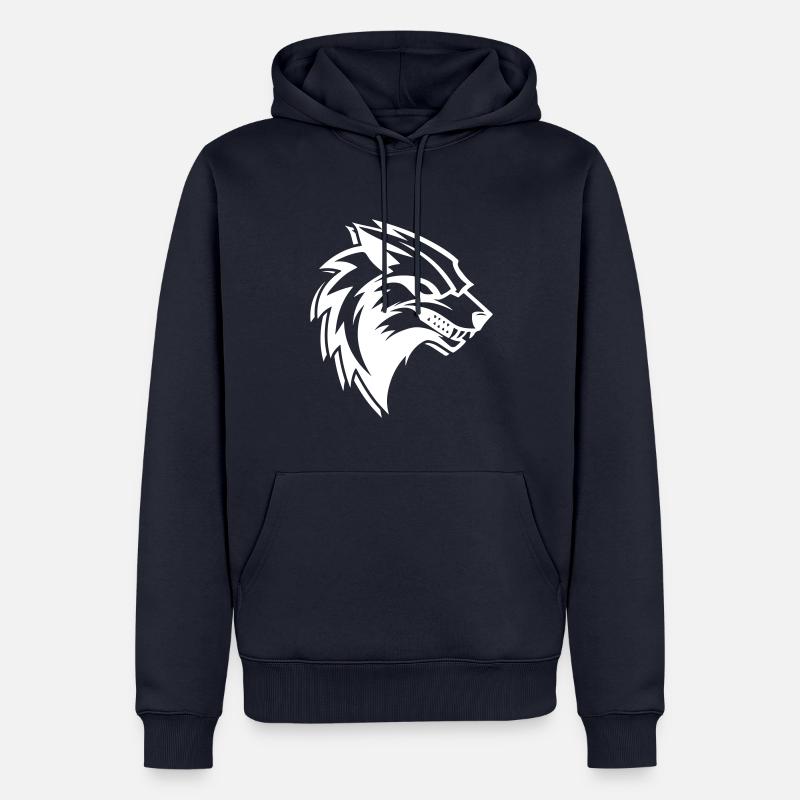 Wolf Logo - Männer Premium Bio Hoodie - Navy