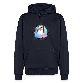 lapin, lapin, rose, graffiti, peinture, - Sweat à capuche Premium bio Homme - bleu marine - Devant - Nico (187cm)
