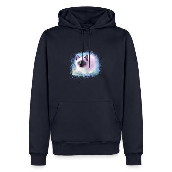 chat, bleu, aquarelle, peinture, graffiti, chaton - Sweat à capuche Premium bio Homme - bleu marine - Devant - Nico (187cm)