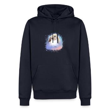 lapin, lapin, rose, graffiti, peinture, coloré - Sweat à capuche Premium bio Homme - bleu marine - Devant - Nico (187cm)