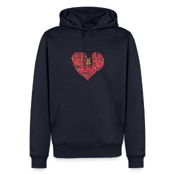 herz,erdbeerherz,erdbeeren,retro,vintage,rot - Männer Premium Bio Hoodie - Navy - Vorne - Nico (187cm)