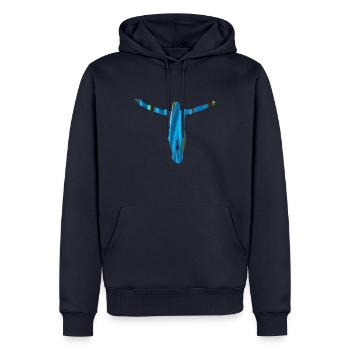 sprung,cliffhanger,springer,graffiti,blau - Männer Premium Bio Hoodie - Navy - Vorne - Nico (187cm)