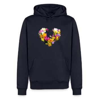 blumenherz,herz,blumen,foto,bunte blumen - Männer Premium Bio Hoodie - Navy - Vorne - Nico (187cm)