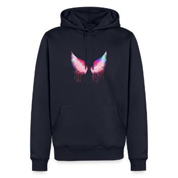 Ailes, ailes d’ange, ailes d’ange, colorées - Sweat à capuche Premium bio Homme - bleu marine - Devant - Nico (187cm)