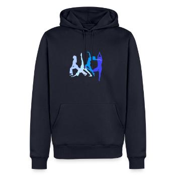 tournoiin, yoga,sport,exercices,danseur,gymnastique,b - Sweat à capuche Premium bio Homme - bleu marine - Devant - Nico (187cm)