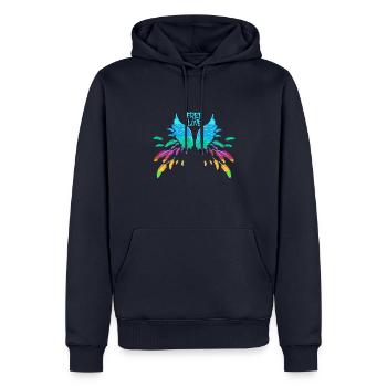ailes colorées, ailes d’ange, ailes d’ange, amour libre - Sweat à capuche Premium bio Homme - bleu marine - Devant - Nico (187cm)