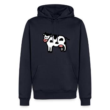 Vache 3 - Sweat à capuche Premium bio Homme - bleu marine - Devant - Nico (187cm)