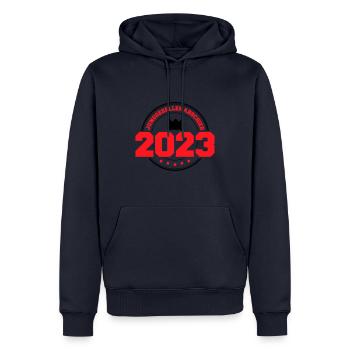 JGA 2023 - Bräutigam - Junggesellenabschied Krone - Männer Premium Bio Hoodie - Navy - Vorne - Nico (187cm)