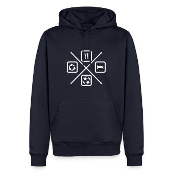 Der Lebenszyklus eines Fußballers, Fußball, Fußball - Männer Premium Bio Hoodie - Navy - Vorne - Nico (187cm)