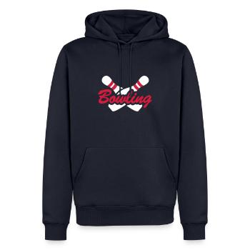 Bowling - Männer Premium Bio Hoodie - Navy - Vorne - Nico (187cm)