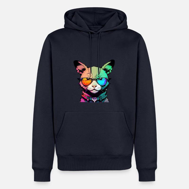 Chat de l’espace - Sweat à capuche Premium bio Homme - bleu marine