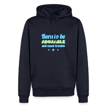 Geboren, um süß zu sein... und Unfug zu machen - Männer Premium Bio Hoodie - Navy - Vorne - Nico (187cm)