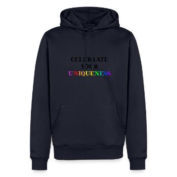 Célébrez votre unicité idée cadeau LGBTQ+ - Sweat à capuche Premium bio Homme - bleu marine - Devant - Nico (187cm)