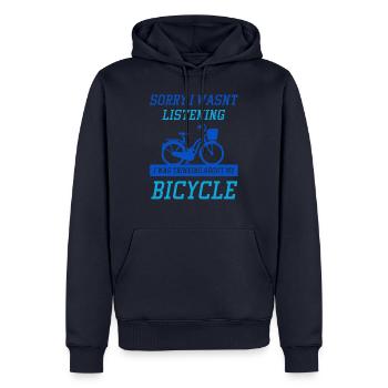 Cyclisme Funny Saying Vélo - Sweat à capuche Premium bio Homme - bleu marine - Devant - Nico (187cm)
