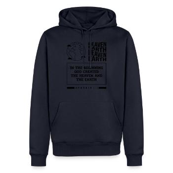 Gottes Schöpfung, Bibelstudium, Vers, Glaube, - Männer Premium Bio Hoodie - Navy - Vorne - Nico (187cm)