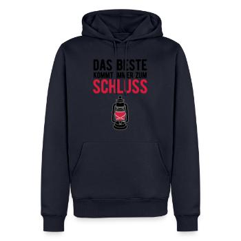 Joggen das beste kommt immer zum schluss - Männer Premium Bio Hoodie - Navy - Vorne - Nico (187cm)