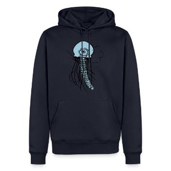 Qualle - Männer Premium Bio Hoodie - Navy - Vorne - Nico (187cm)