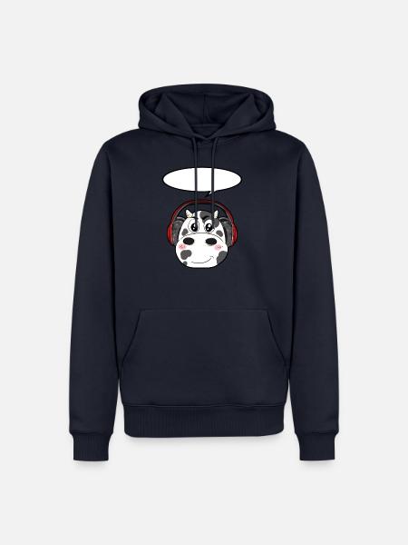 Kuh mit Kopfhörer - Männer Premium Bio Hoodie - Navy