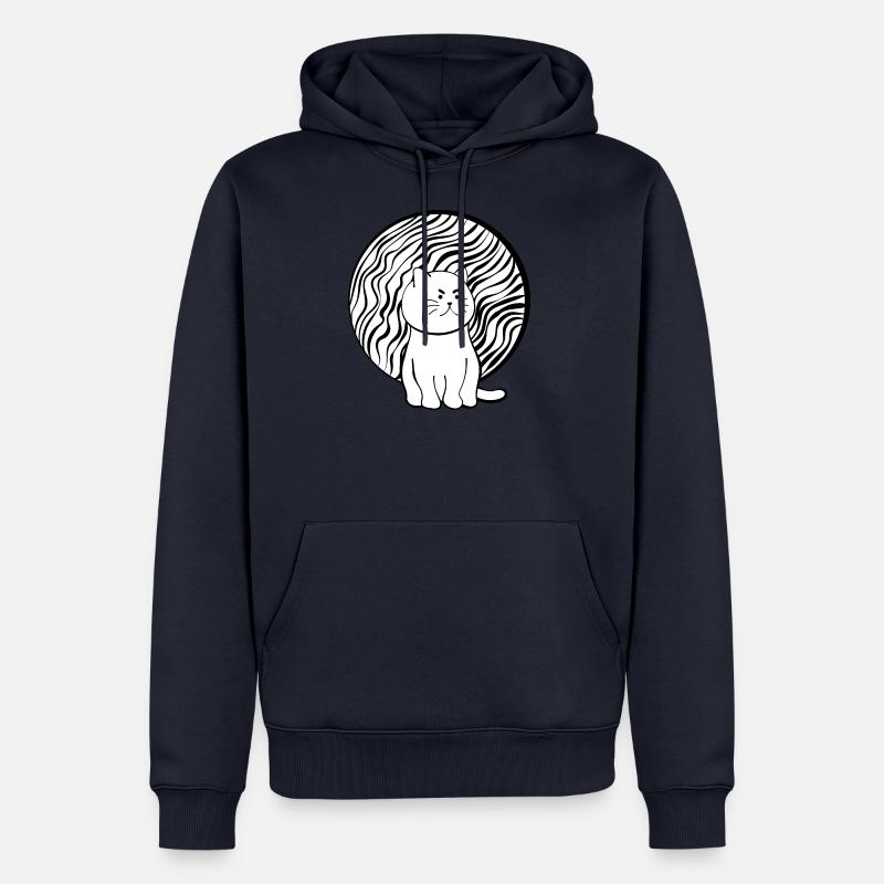 Chat heureux | Noir et blanc - Sweat à capuche Premium bio Homme - bleu marine