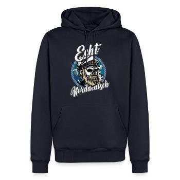 Echt Norddeutsch Shirt bedruckt - Männer Premium Bio Hoodie - Navy - Vorne - Nico (187cm)