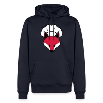 Fuchs als Koch mit Kochmütze - Männer Premium Bio Hoodie - Navy - Vorne - Nico (187cm)