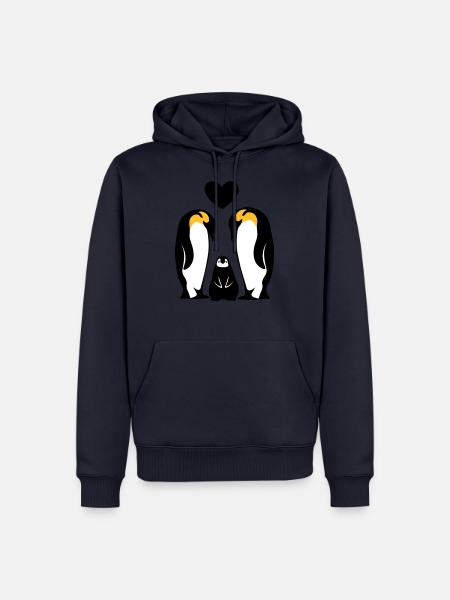 Famille Famille Famille Pingouin Famille Pingouins - Sweat à capuche Premium bio Homme - bleu marine