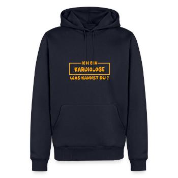 Cadeau pour cardiologue - Sweat à capuche Premium bio Homme - bleu marine - Devant - Nico (187cm)