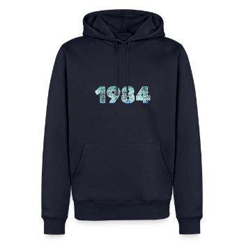 Eiskalt 1984 - Männer Premium Bio Hoodie - Navy - Vorne - Nico (187cm)