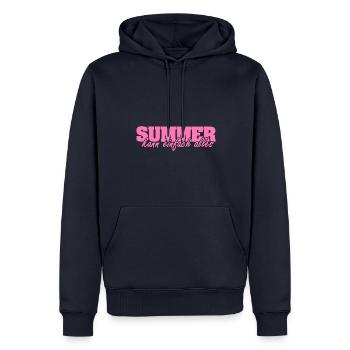 Mrs. Summer - Men’s Premium Organic Hoodie - navy - Front - Nico (187cm)