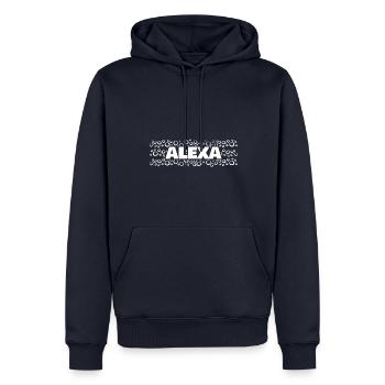 Vorname Alexa - Männer Premium Bio Hoodie - Navy - Vorne - Nico (187cm)