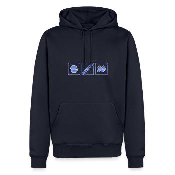 Geburt Athos - Männer Premium Bio Hoodie - Navy - Vorne - Nico (187cm)
