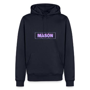 Geschenk für Mason - Männer Premium Bio Hoodie - Navy - Vorne - Nico (187cm)