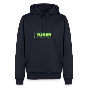 Geschenkidee Björn - Männer Premium Bio Hoodie - Navy - Vorne - Nico (187cm)
