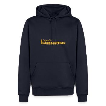 Profession : Employé de banque - Sweat à capuche Premium bio Homme - bleu marine - Devant - Nico (187cm)