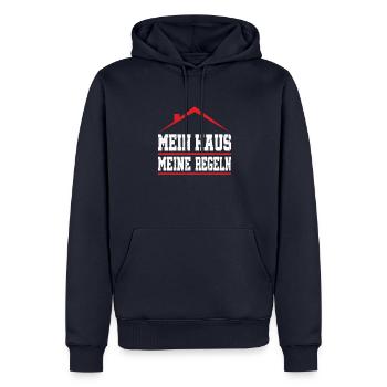 Mein Haus meine Regeln Spruch Hausbesitzer Hausbau - Männer Premium Bio Hoodie - Navy - Vorne - Nico (187cm)