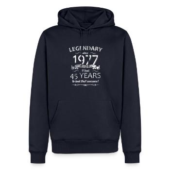 45. Geburtstag Legendär seit 1977 Retro - Männer Premium Bio Hoodie - Navy - Vorne - Nico (187cm)