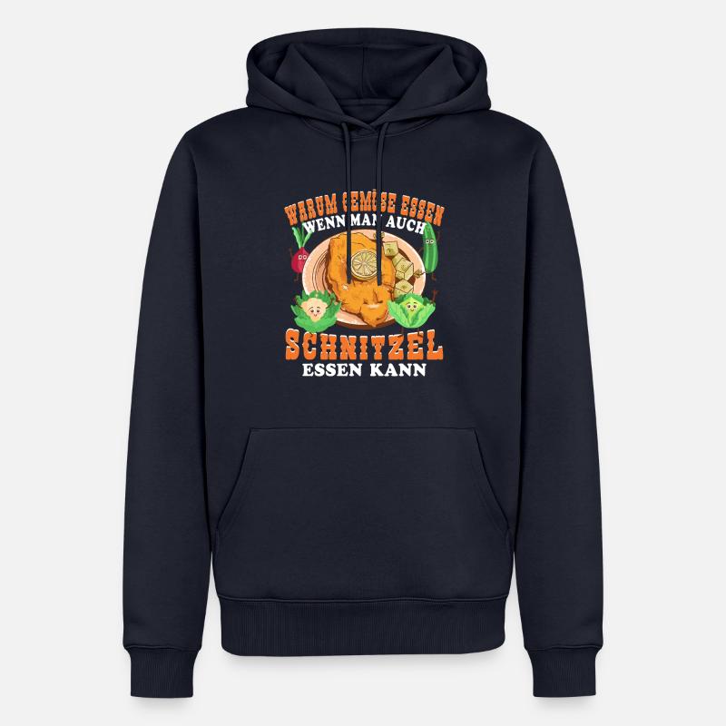 Schnitzel Warum Gemüse essen? - Männer Premium Bio Hoodie - Navy